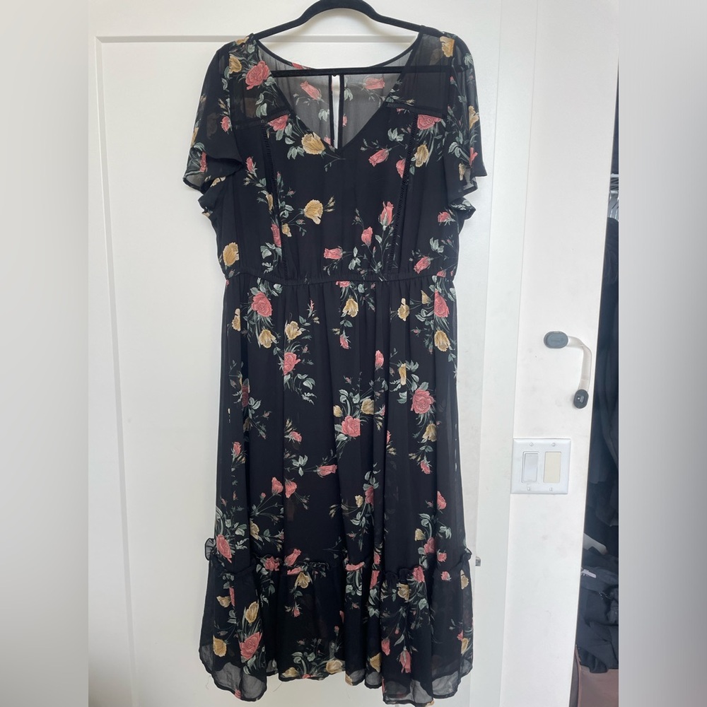 Torrid midi length chiffon floral dress